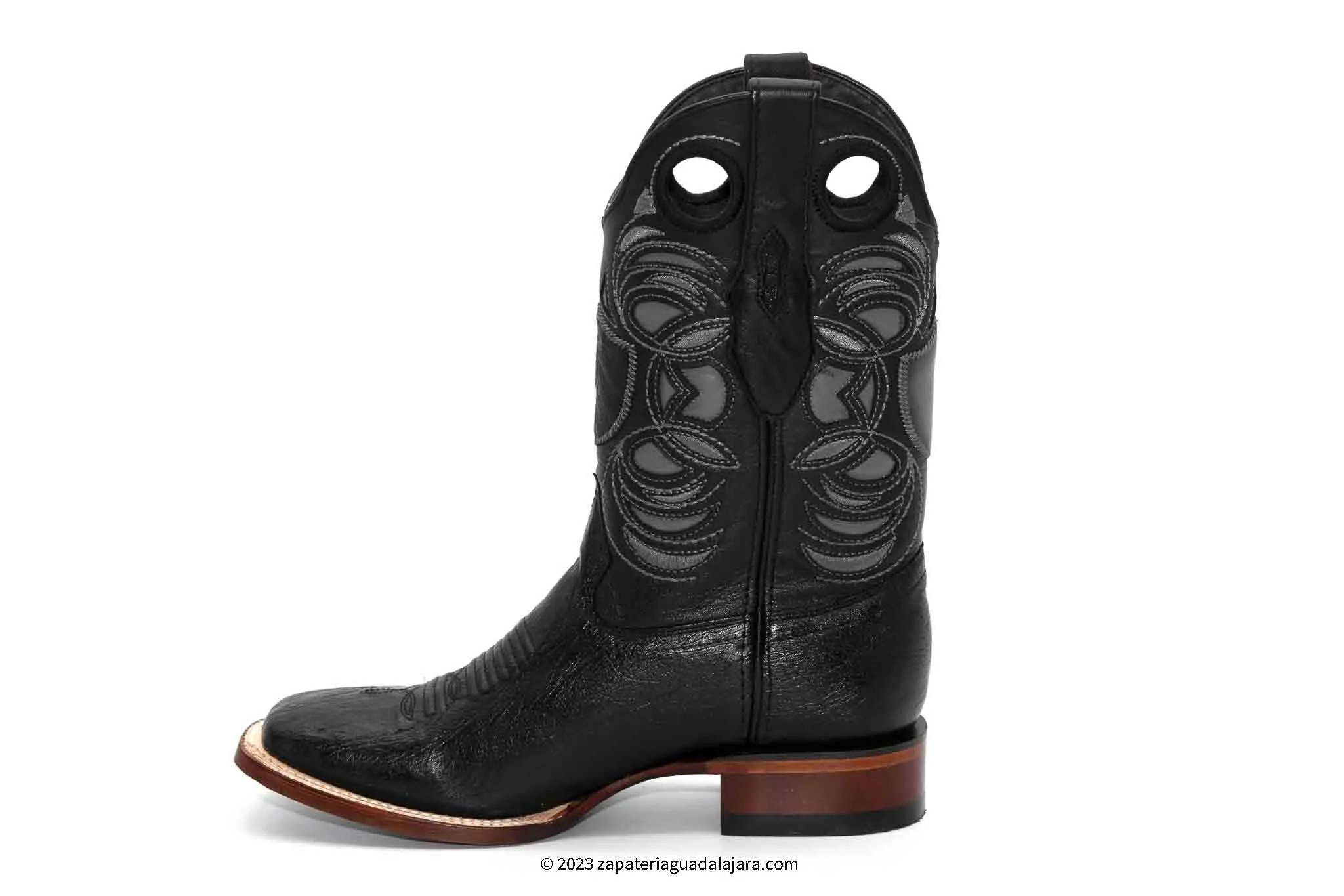 28249705 WIDE SQUARE TOE SMOOTH OSTRICH BLACK