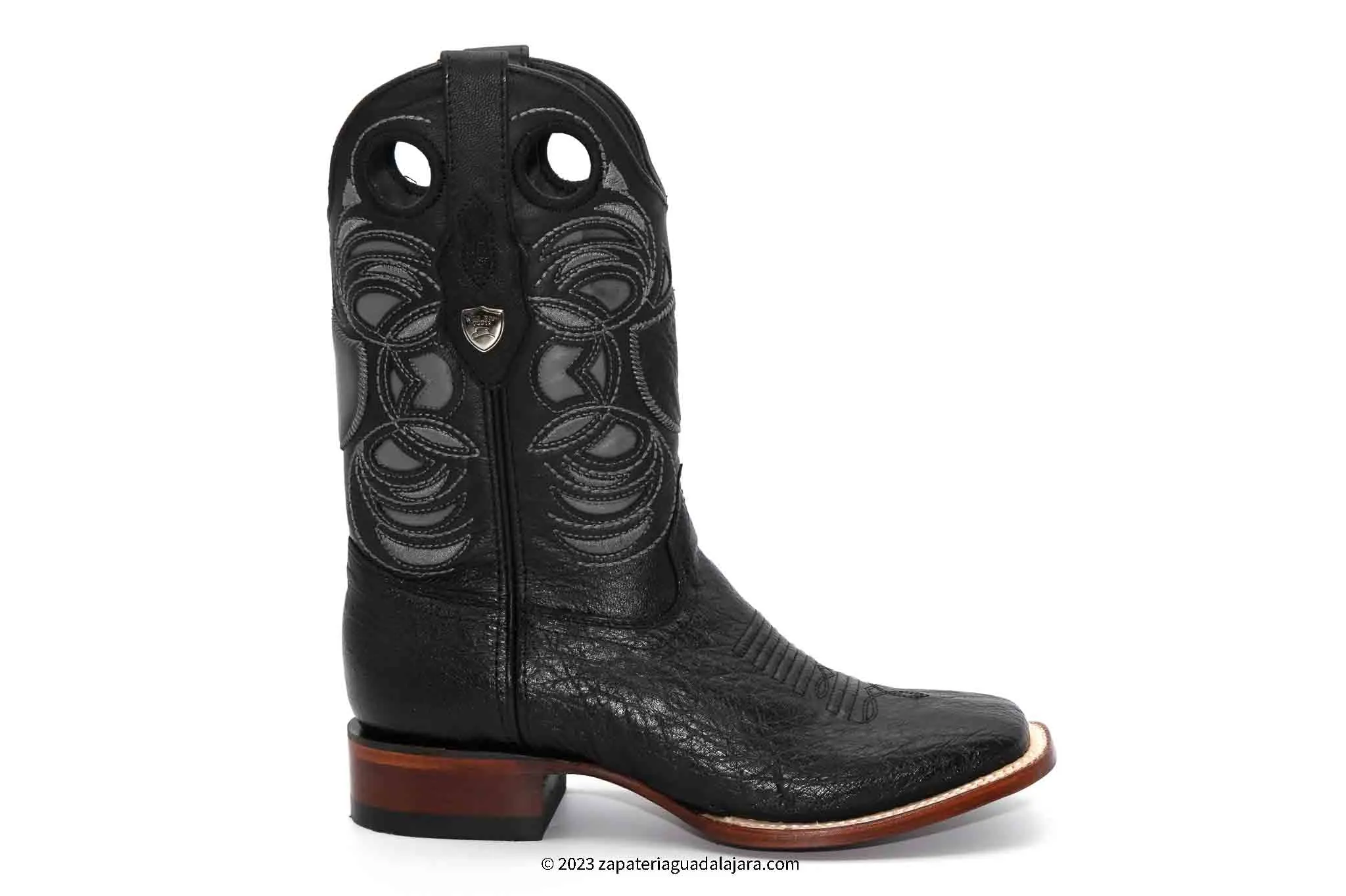 28249705 WIDE SQUARE TOE SMOOTH OSTRICH BLACK