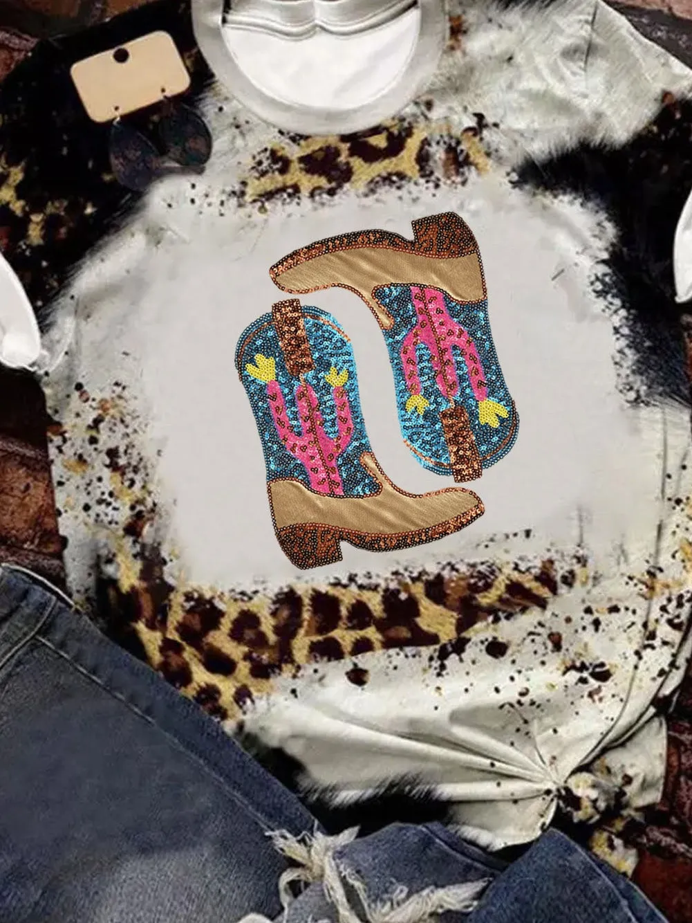 Alluring Sequin and Tie-Dye Details on a T-Shirt