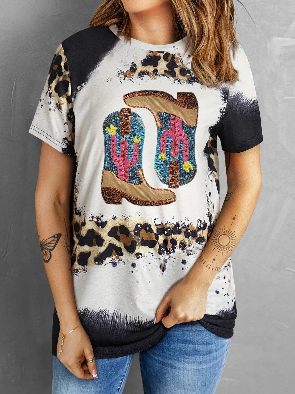 Alluring Sequin and Tie-Dye Details on a T-Shirt
