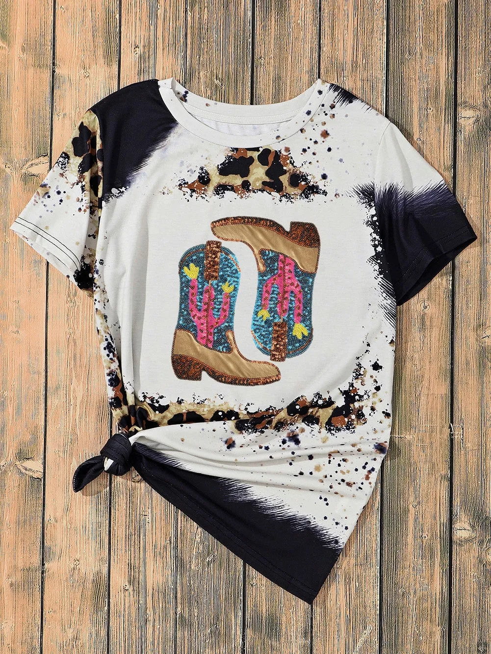 Alluring Sequin and Tie-Dye Details on a T-Shirt