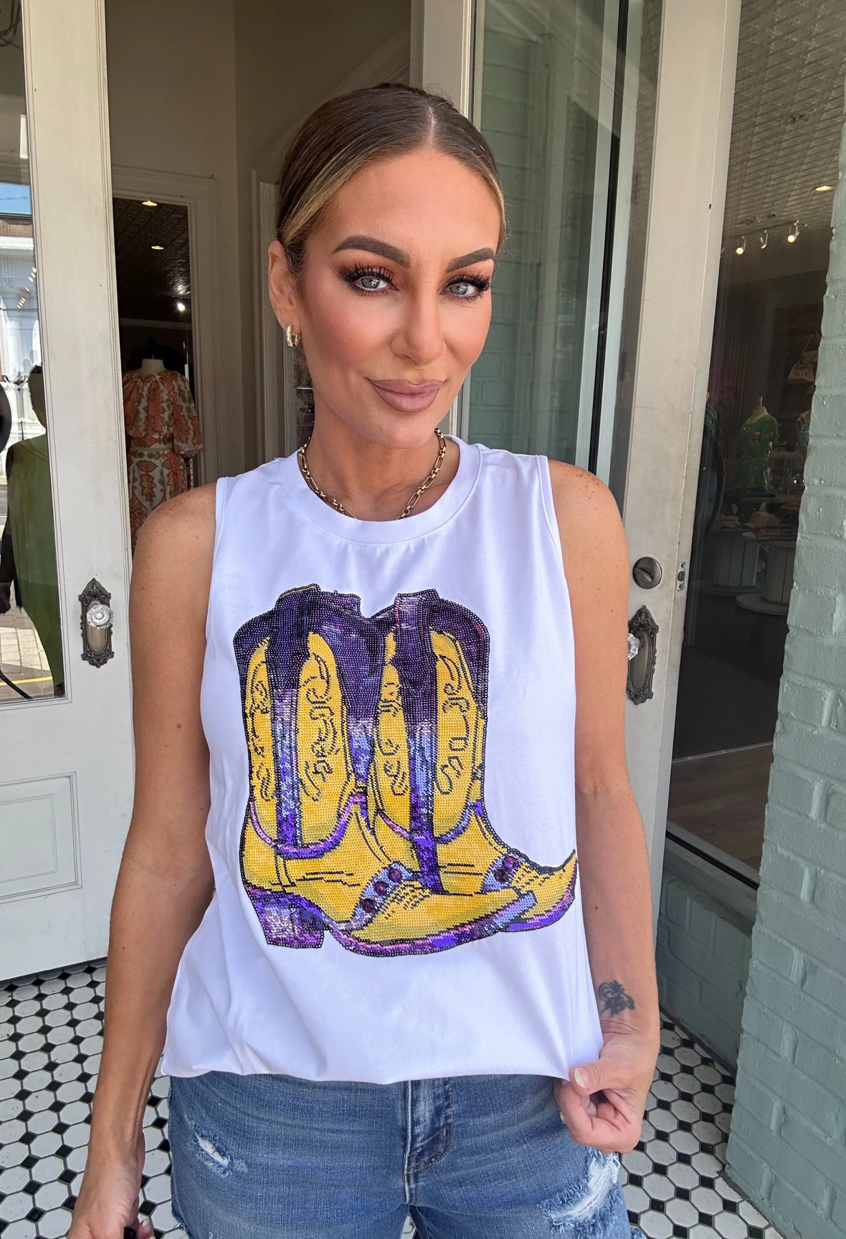 Bayou Boots Sequin Tank