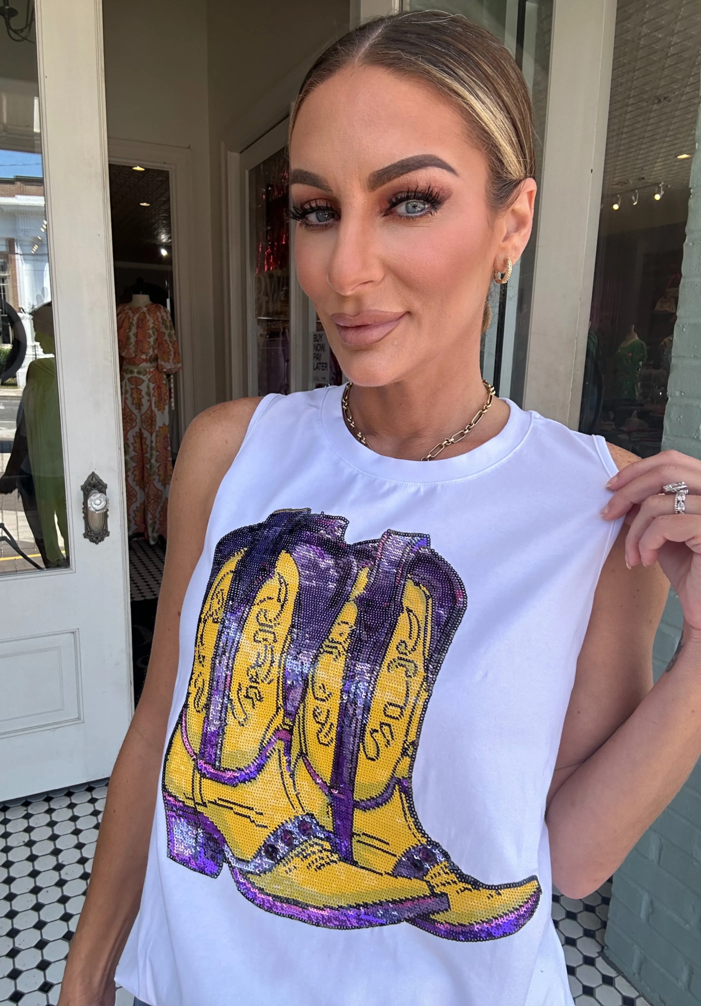 Bayou Boots Sequin Tank