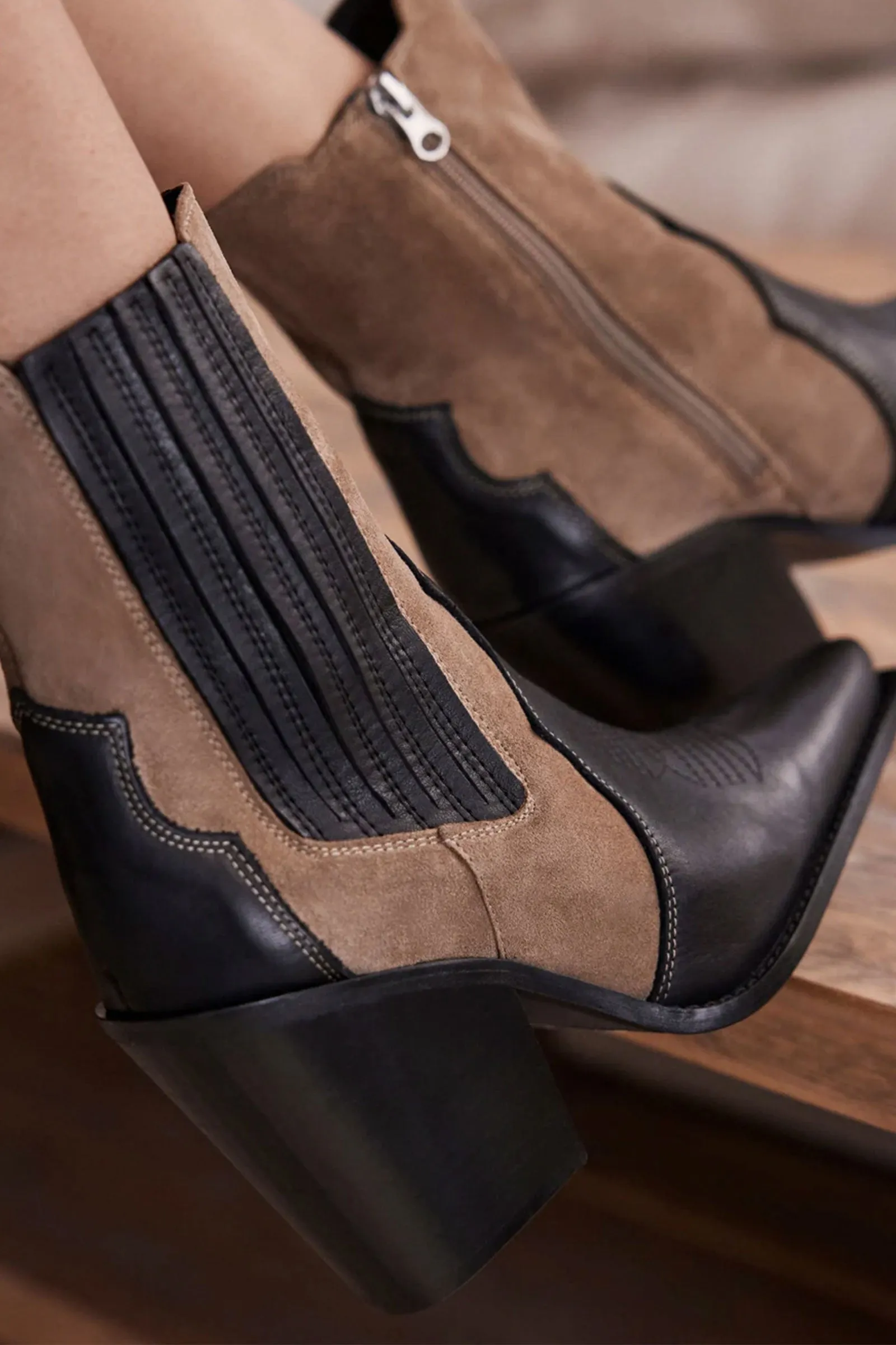 Black Blocked Cowboy Boots