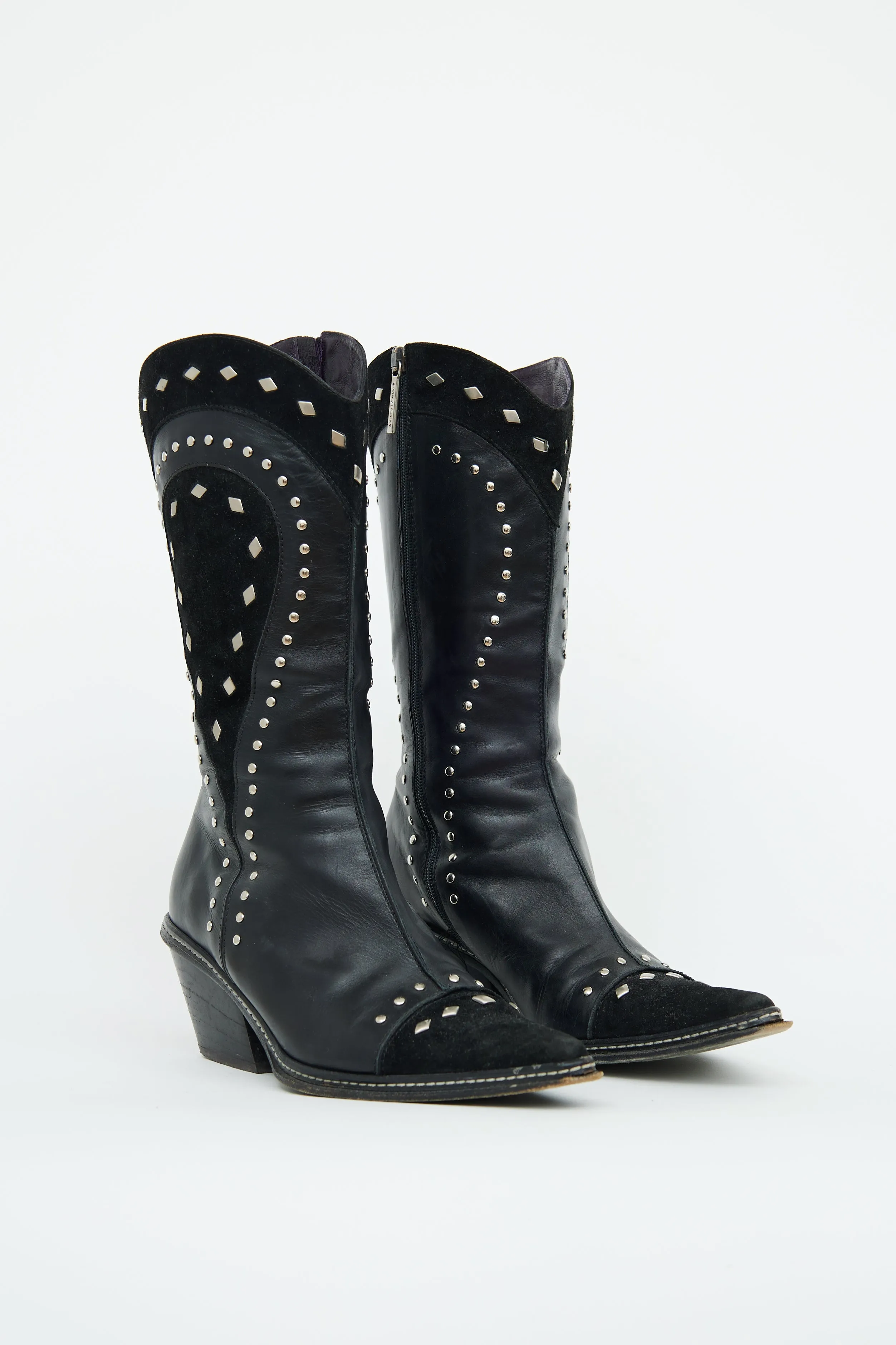 Black Studded Cowboy Boot