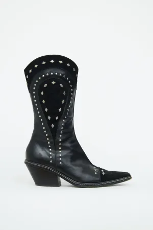 Black Studded Cowboy Boot