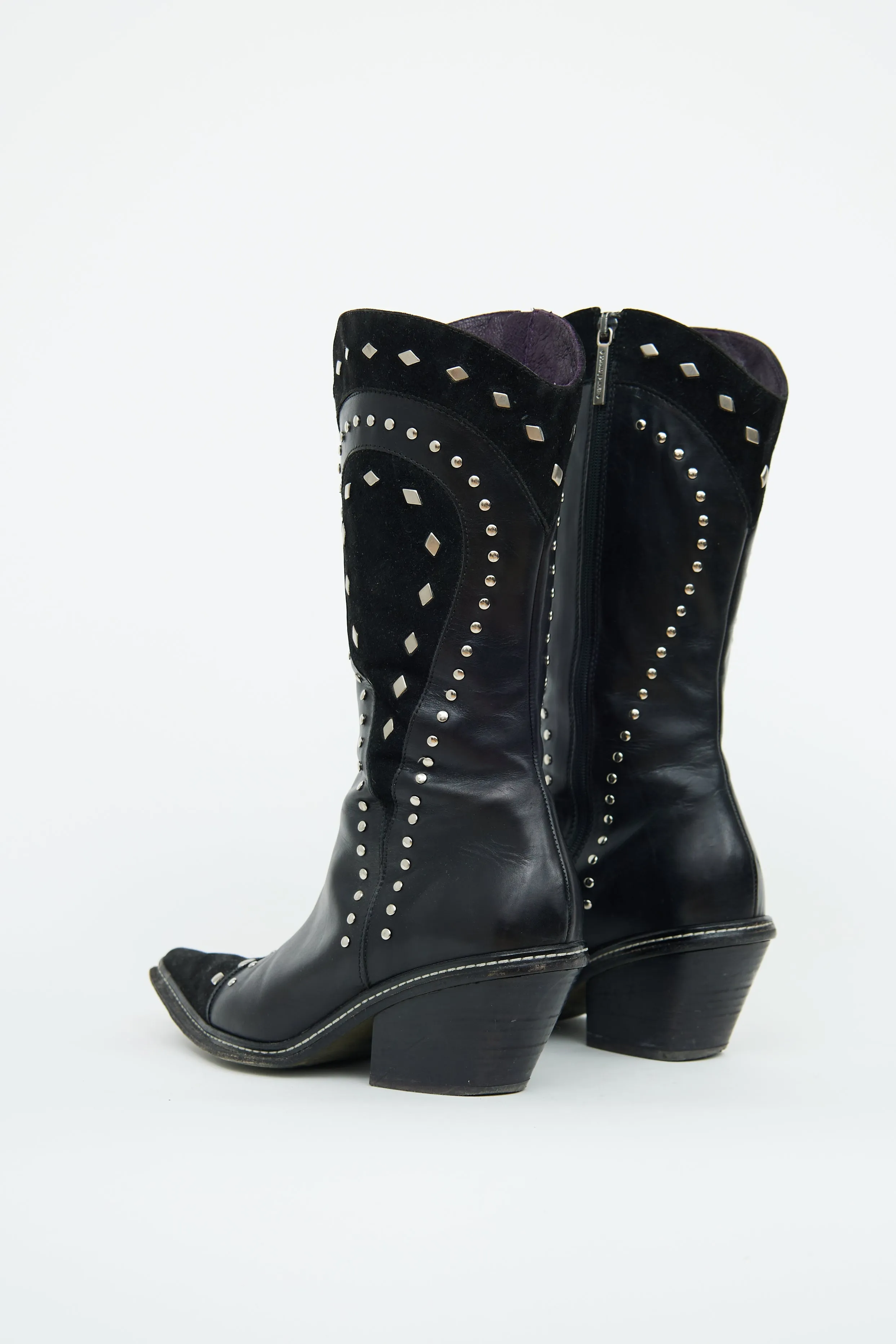 Black Studded Cowboy Boot