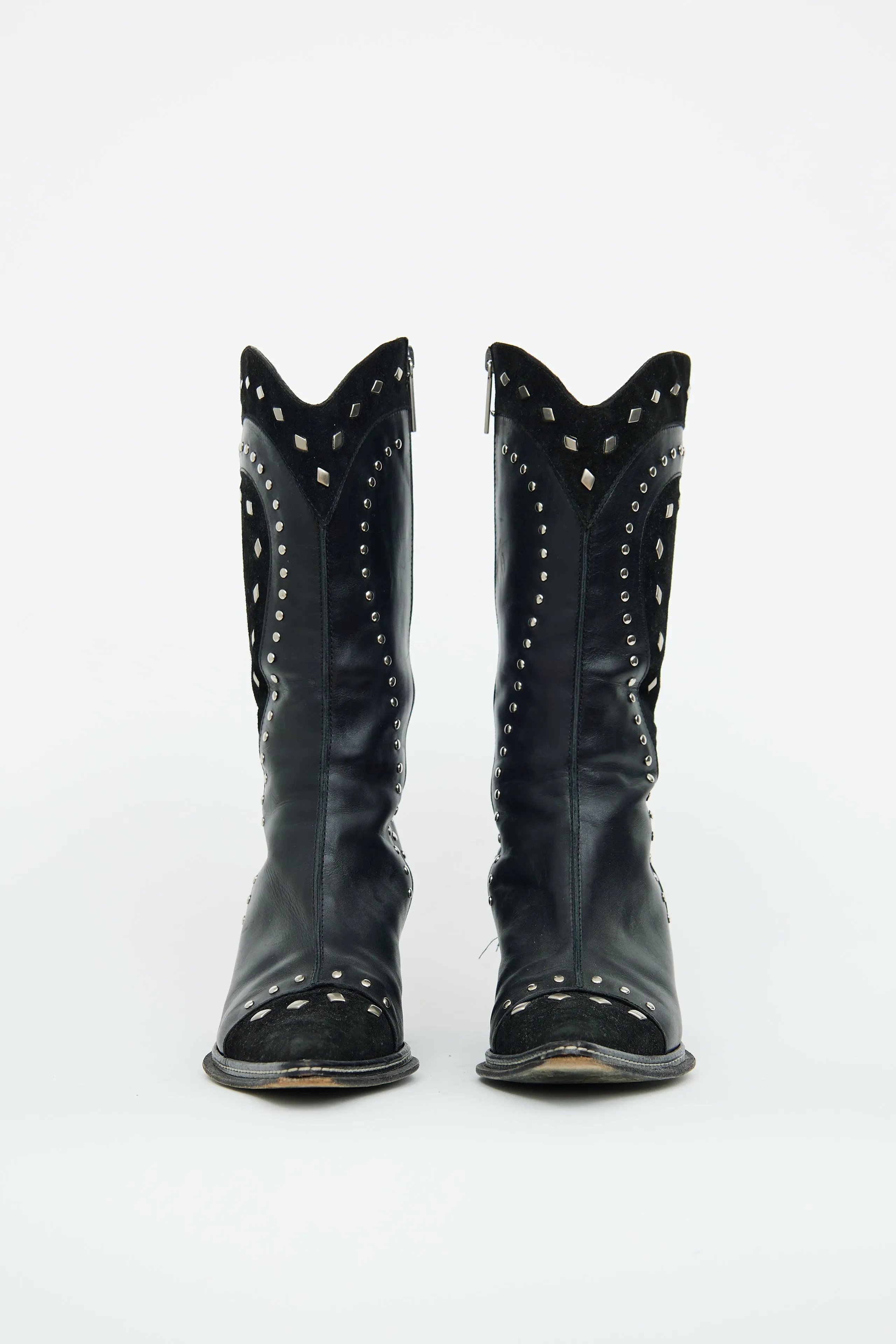 Black Studded Cowboy Boot