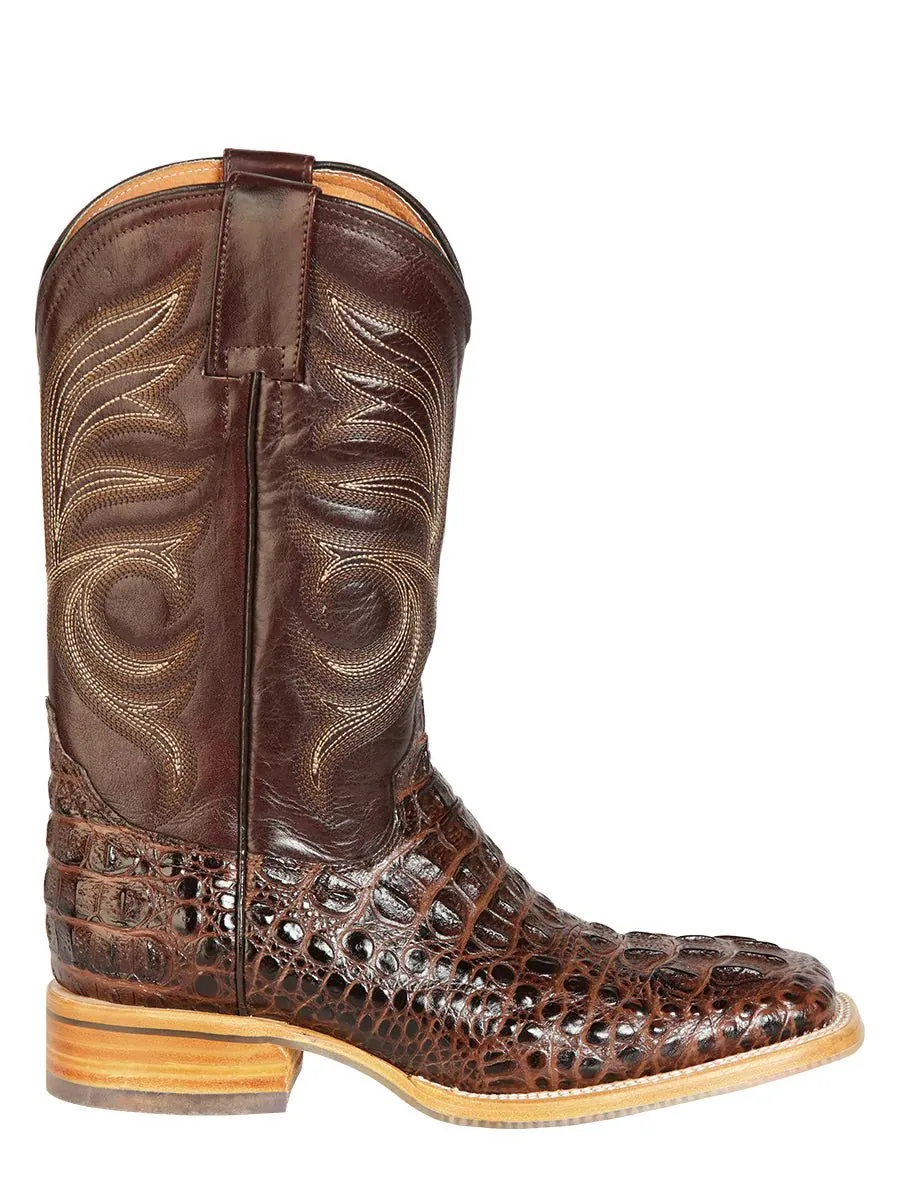 Botas Vaqueras Rodeo Imitacion Caiman Grabado Para Hombre 'Jar Boots' *COFFEE-126477*