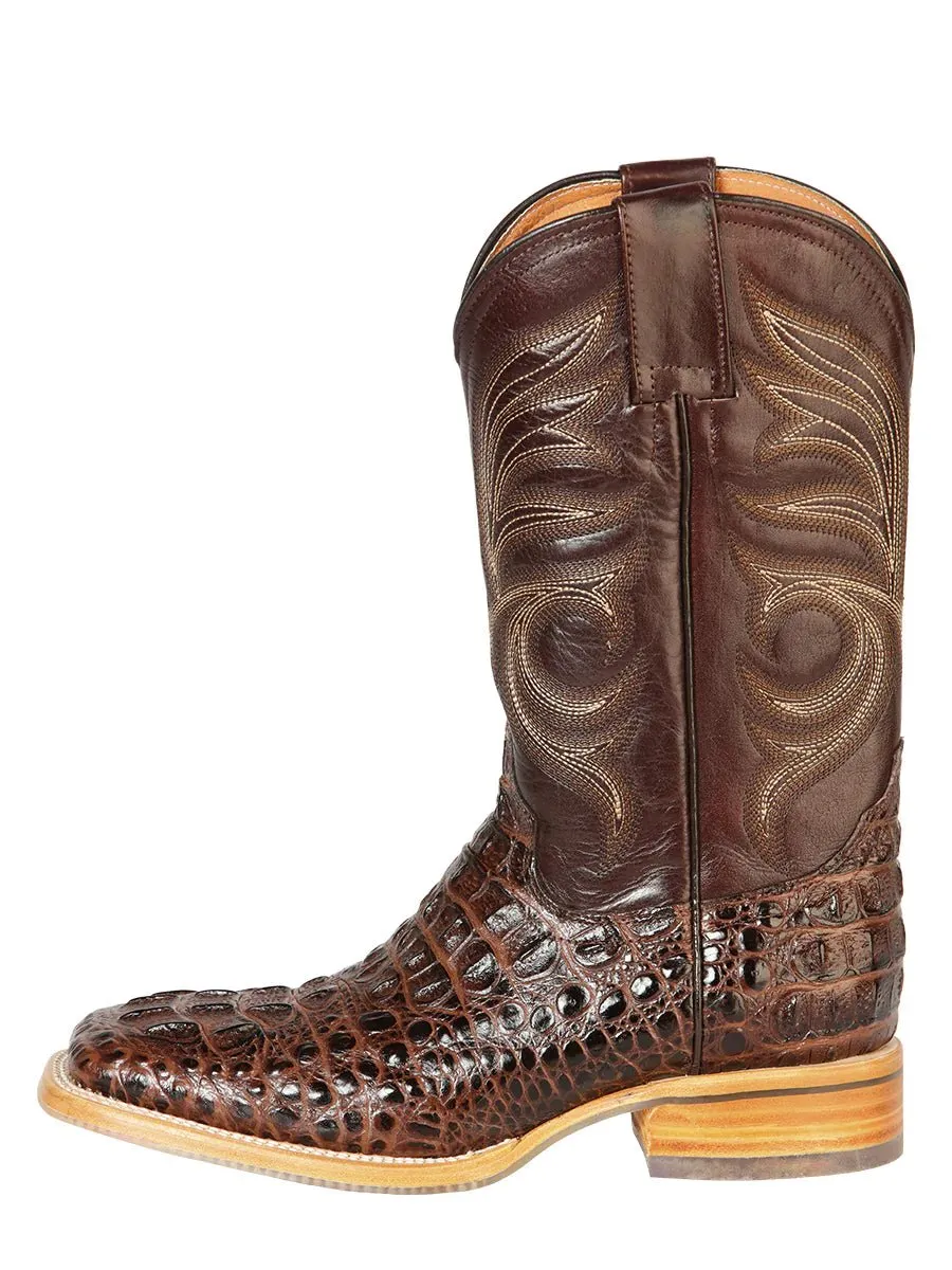 Botas Vaqueras Rodeo Imitacion Caiman Grabado Para Hombre 'Jar Boots' *COFFEE-126477*