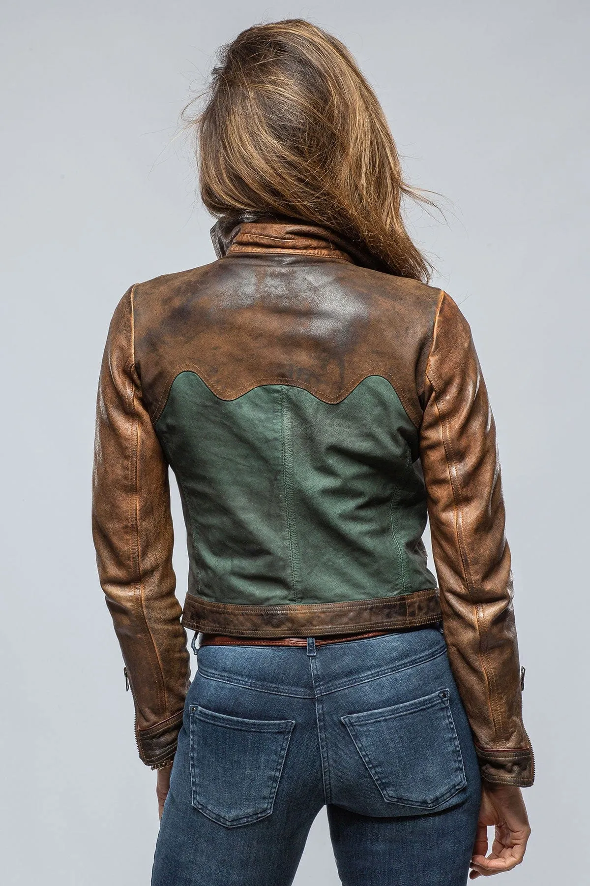 Cami Vintage Jkt In Cognac, Brown, & Teal