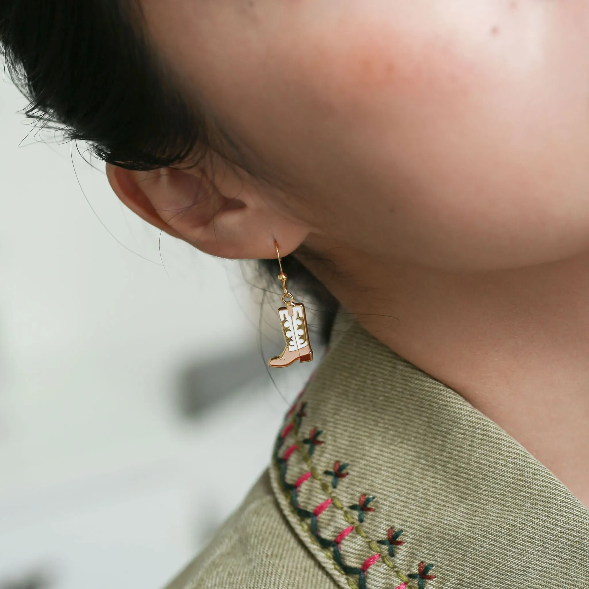 Cowgirl Boots Enamel Earrings