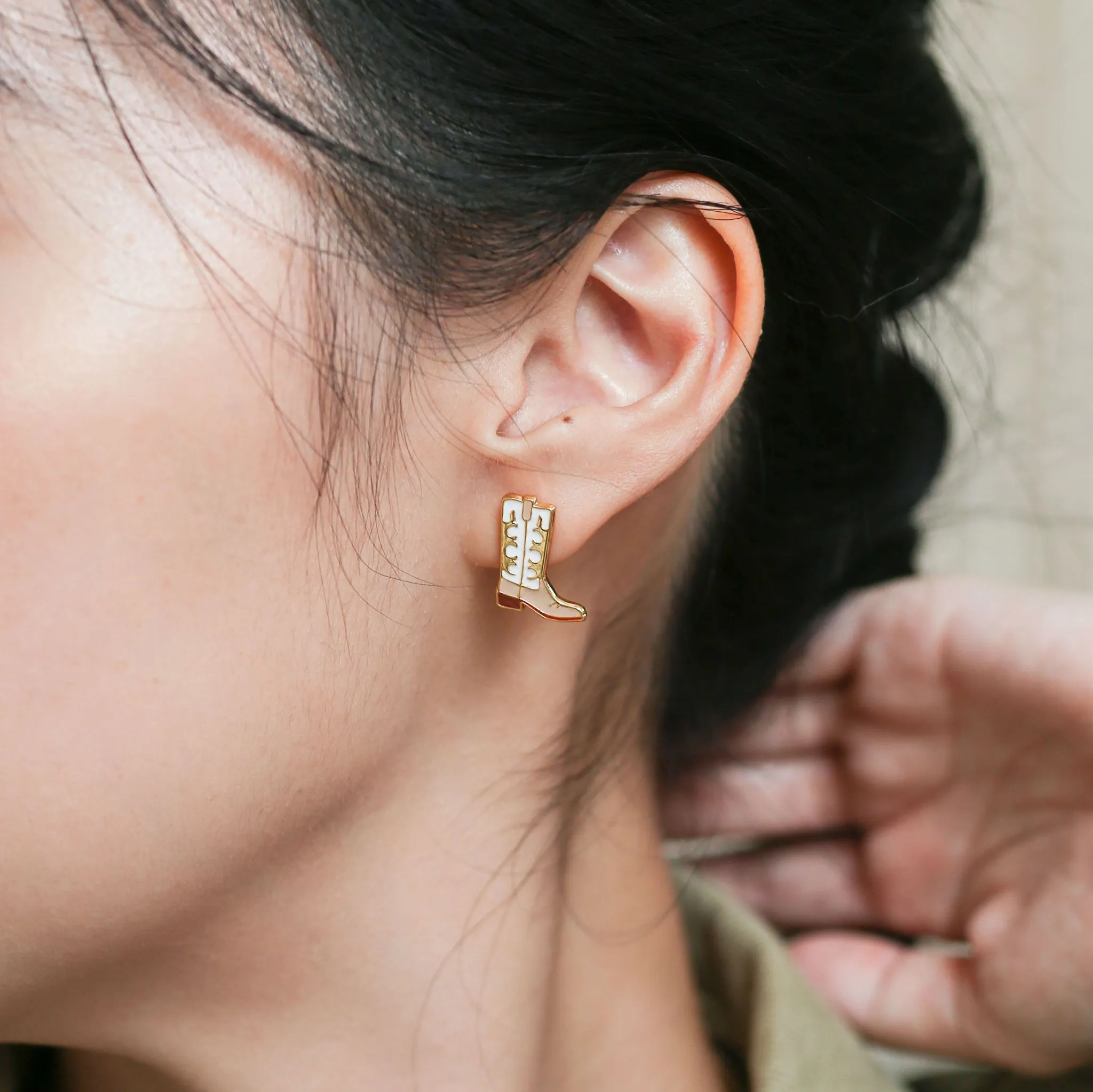Cowgirl Boots Enamel Earrings