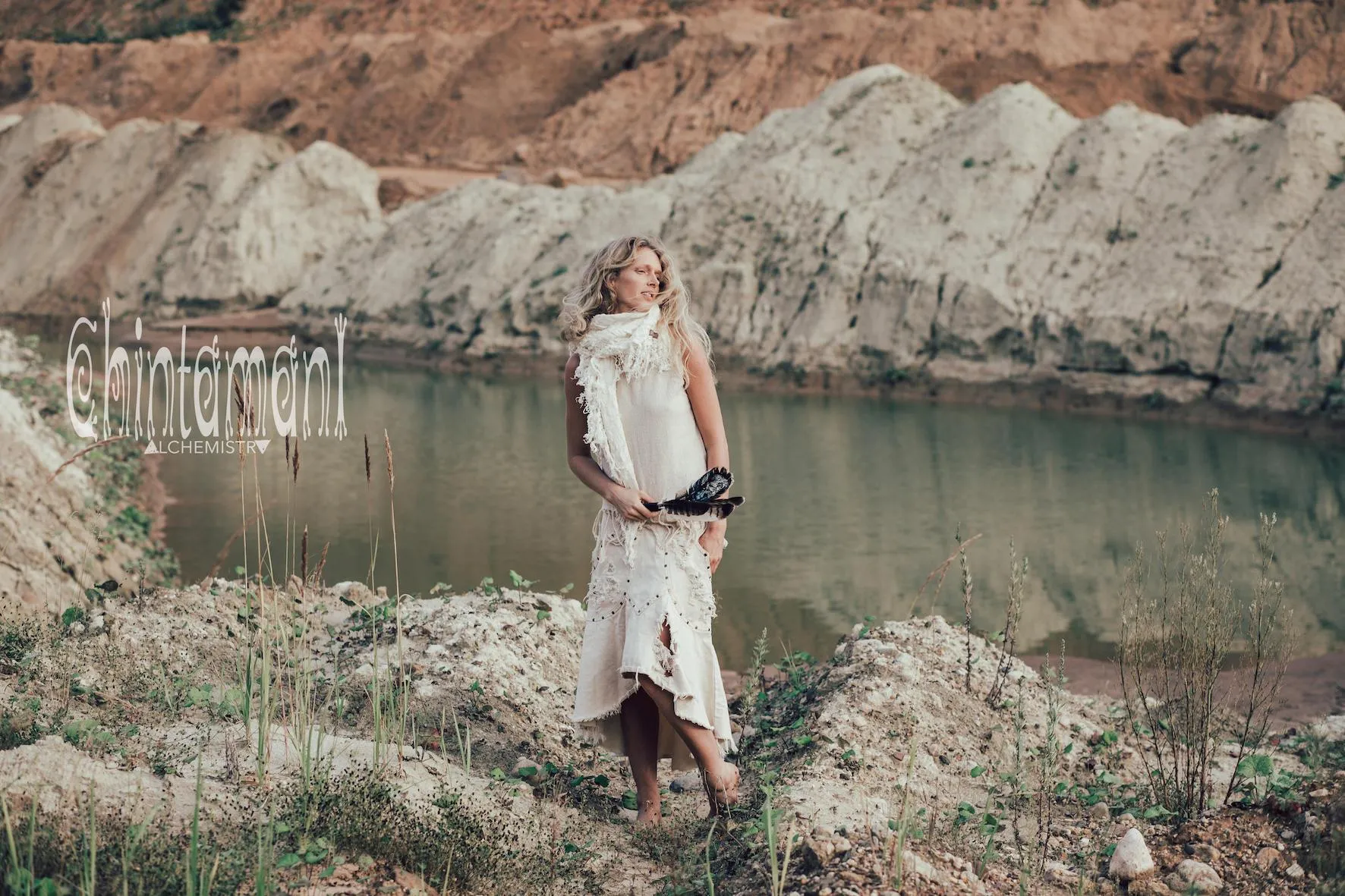 Denim Jeans Skirt / Bleached, Ripped, Stonewashed Denim / Off White