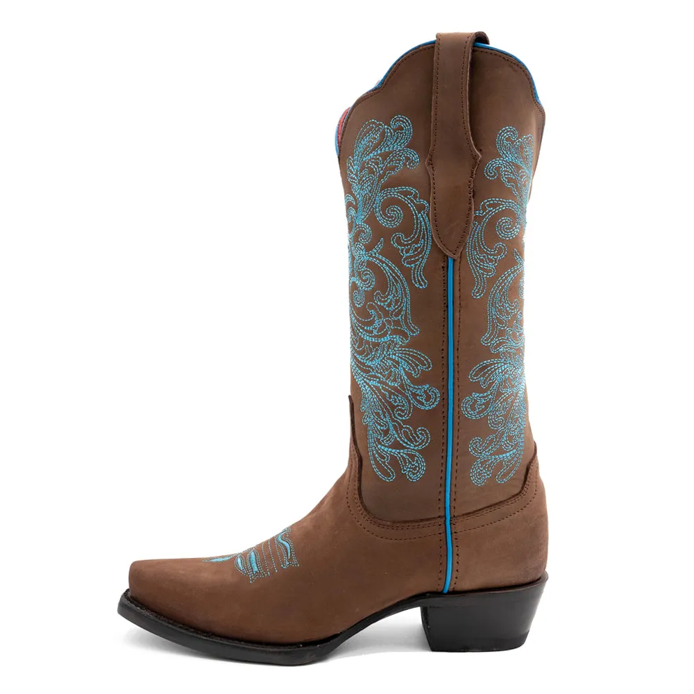 Ella Embroidery Snip Toe Cowboy Boots