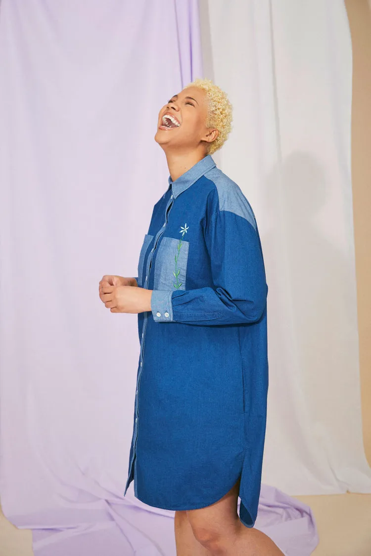 Etta Oversized Shirtdress in Japanese Denim Cotton by Saywood