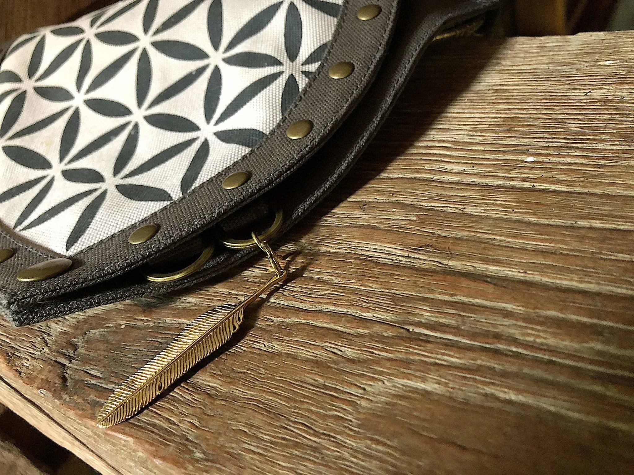 Extra Brass Feather Pendant by Chintamani - Eagle Feather Charm