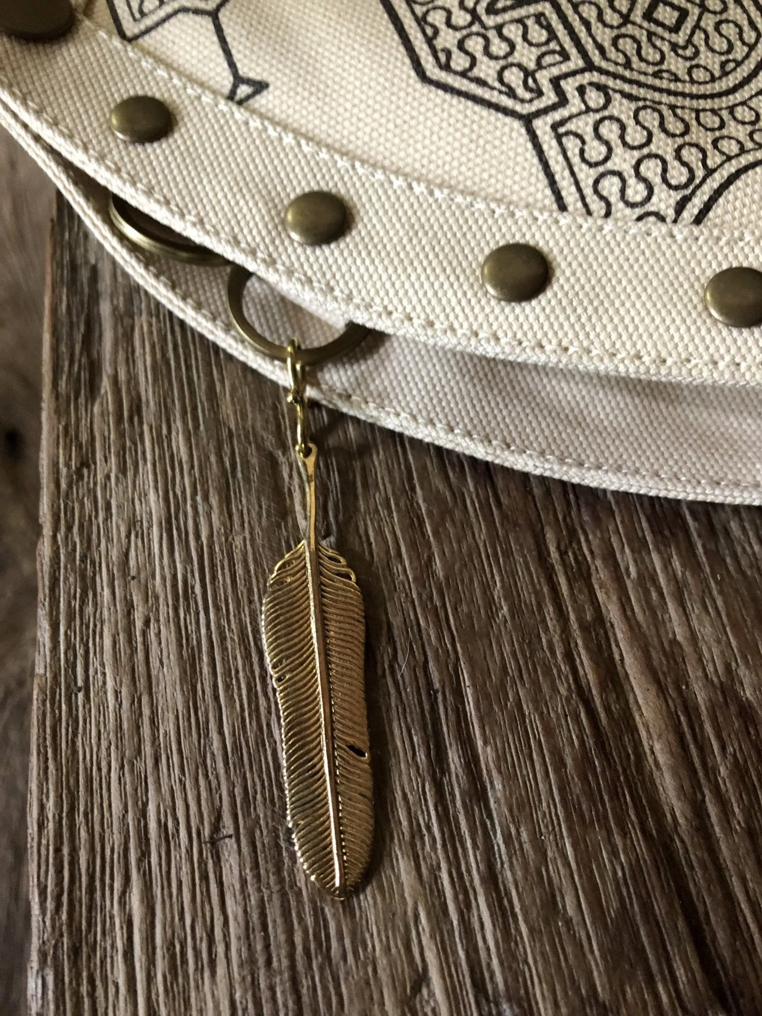 Extra Brass Feather Pendant by Chintamani - Eagle Feather Charm