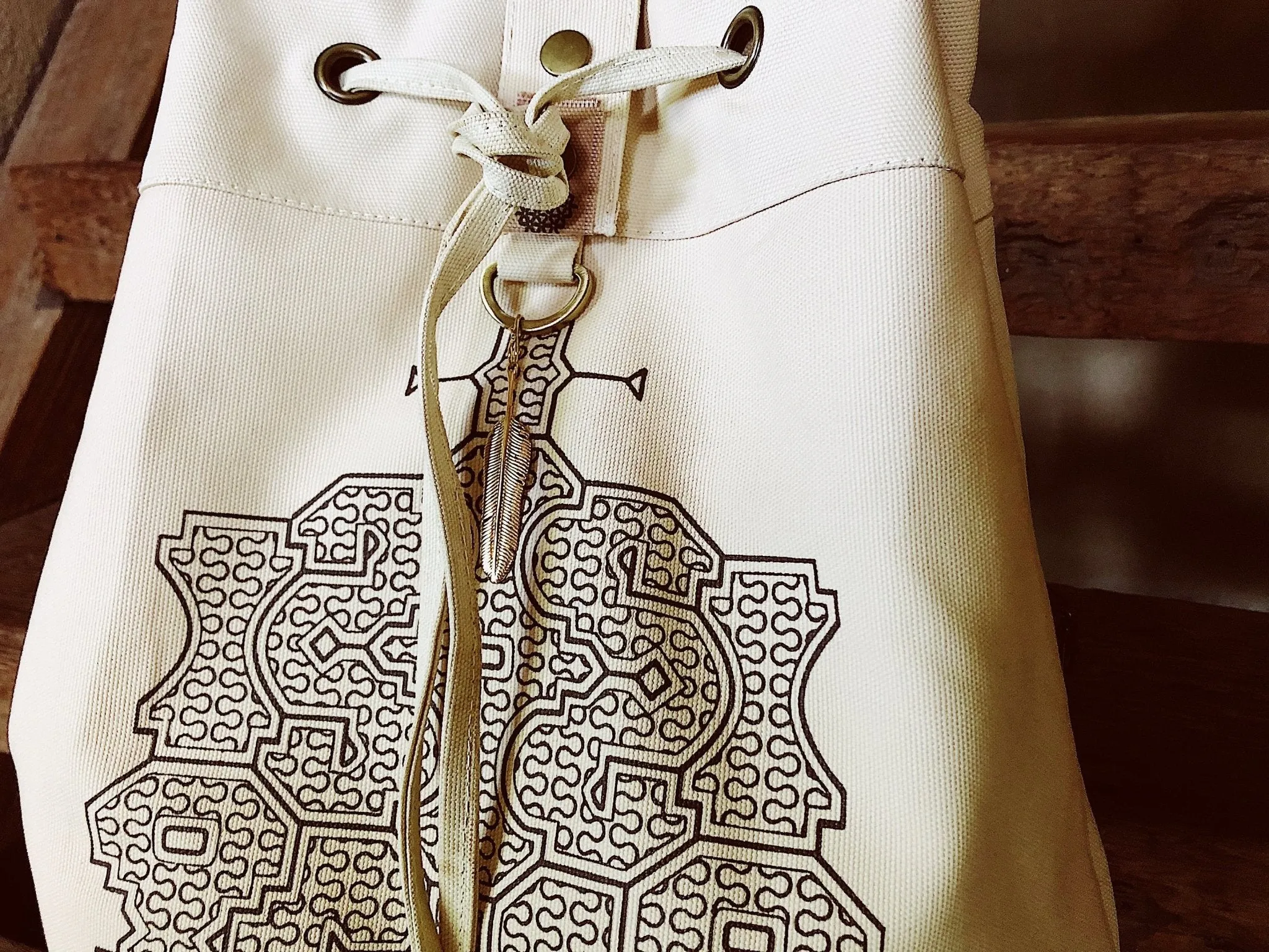 Extra Brass Feather Pendant by Chintamani - Eagle Feather Charm