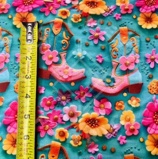 Floral Cowgirl Boots 3D Mediumweight DBP Fabric