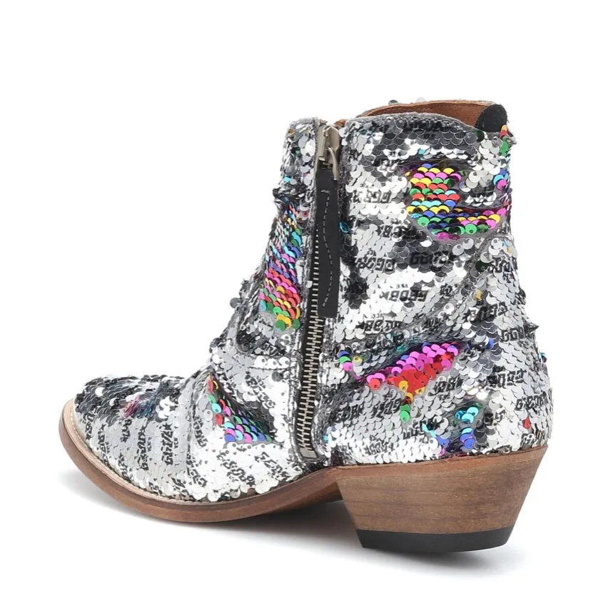 Golden Goose Rainbow Sequin Cowboy Boots