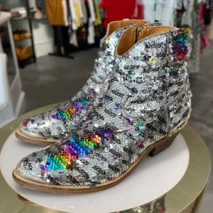 Golden Goose Rainbow Sequin Cowboy Boots