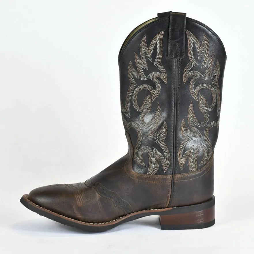 Laredo Round Toe Roper Cowboy Boot-Brown Leather-Men's  4-25