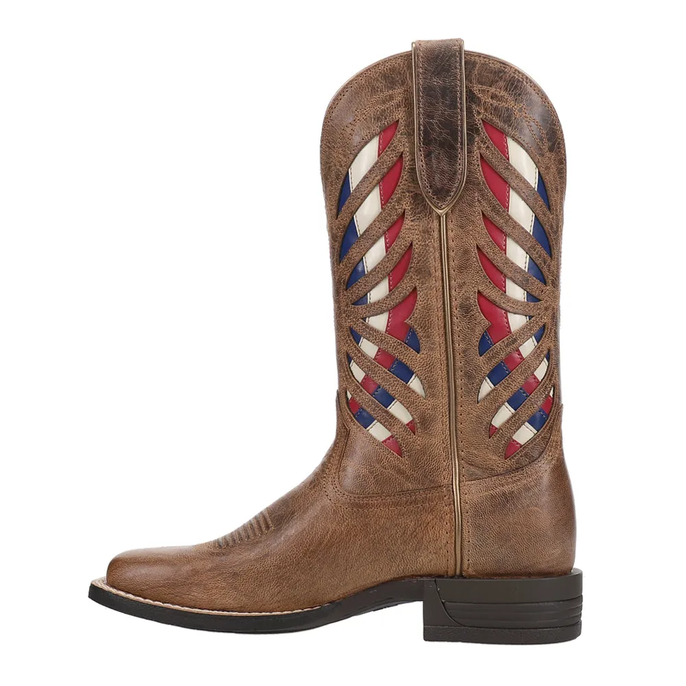 Longview Tooled Inlay Square Toe Cowboy Boots