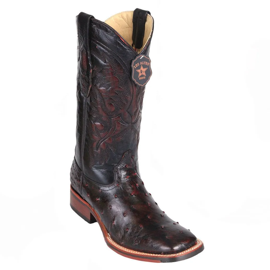 Los Altos Wide Square Toe Ostrich Boots