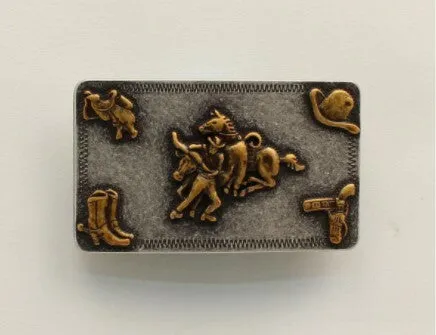 Nocona Steer Wrestling Rectangle Belt Buckle by M&F 37598