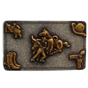 Nocona Steer Wrestling Rectangle Belt Buckle by M&F 37598
