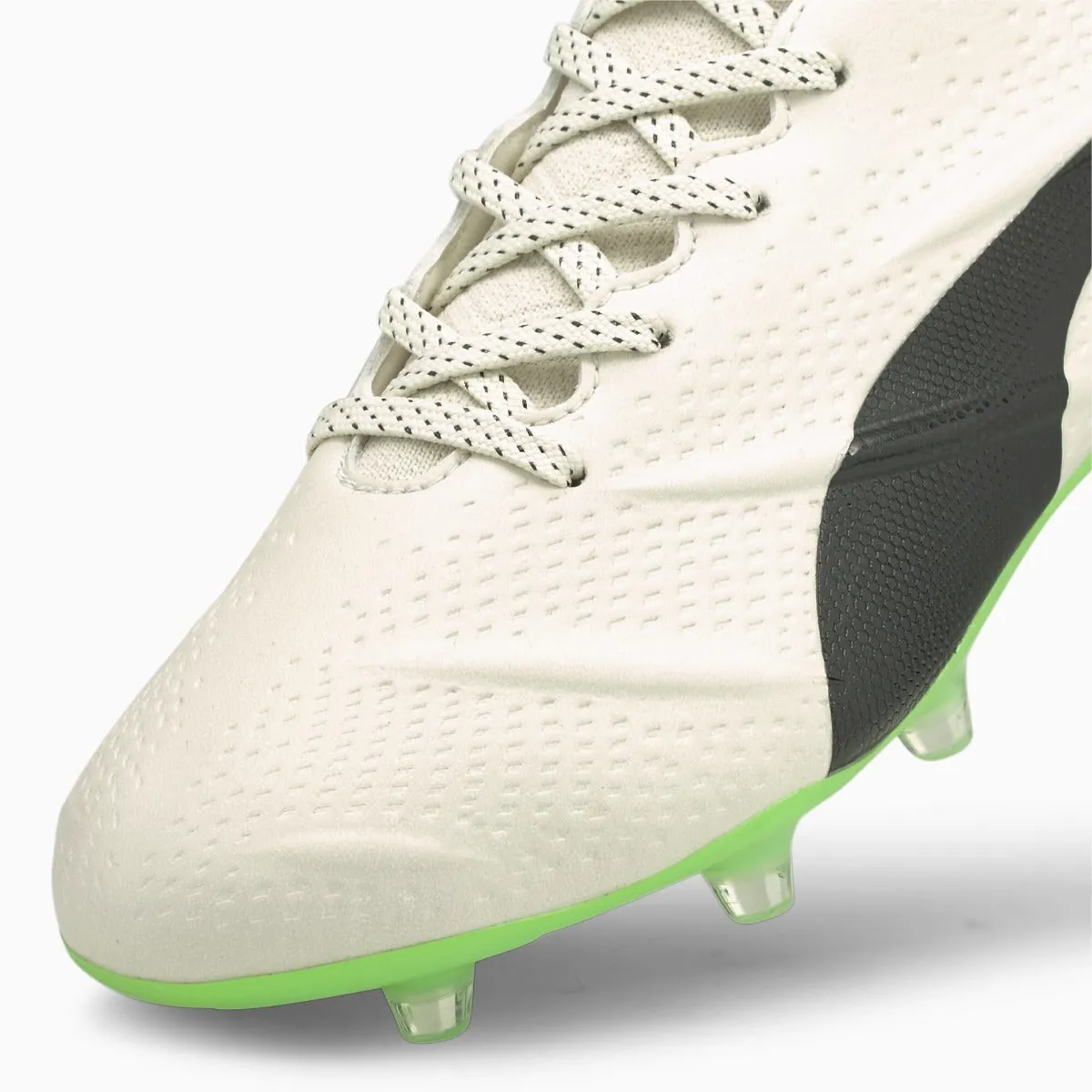 Puma King Platinum 21 Vegan FG-AG - Ivory Glow-Black-Green Glare