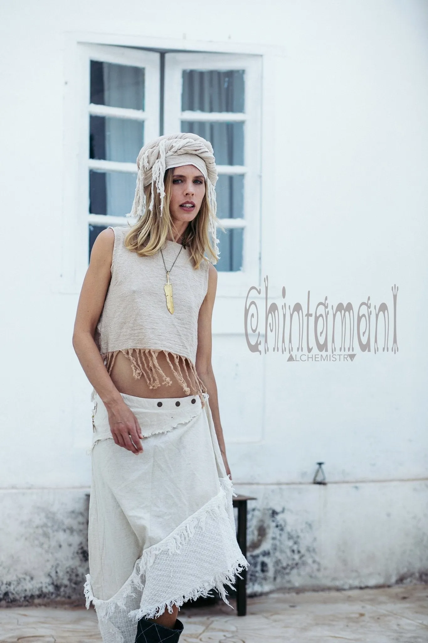 Raw Cotton Wrap Skirt / Off White