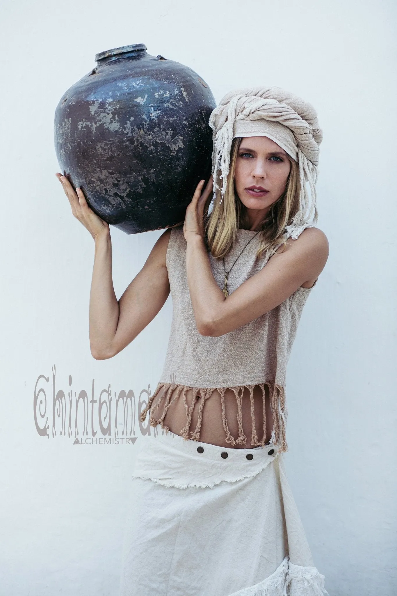 Raw Cotton Wrap Skirt / Off White