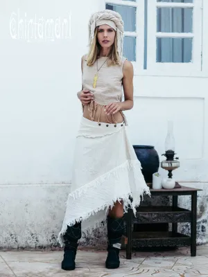 Raw Cotton Wrap Skirt / Off White