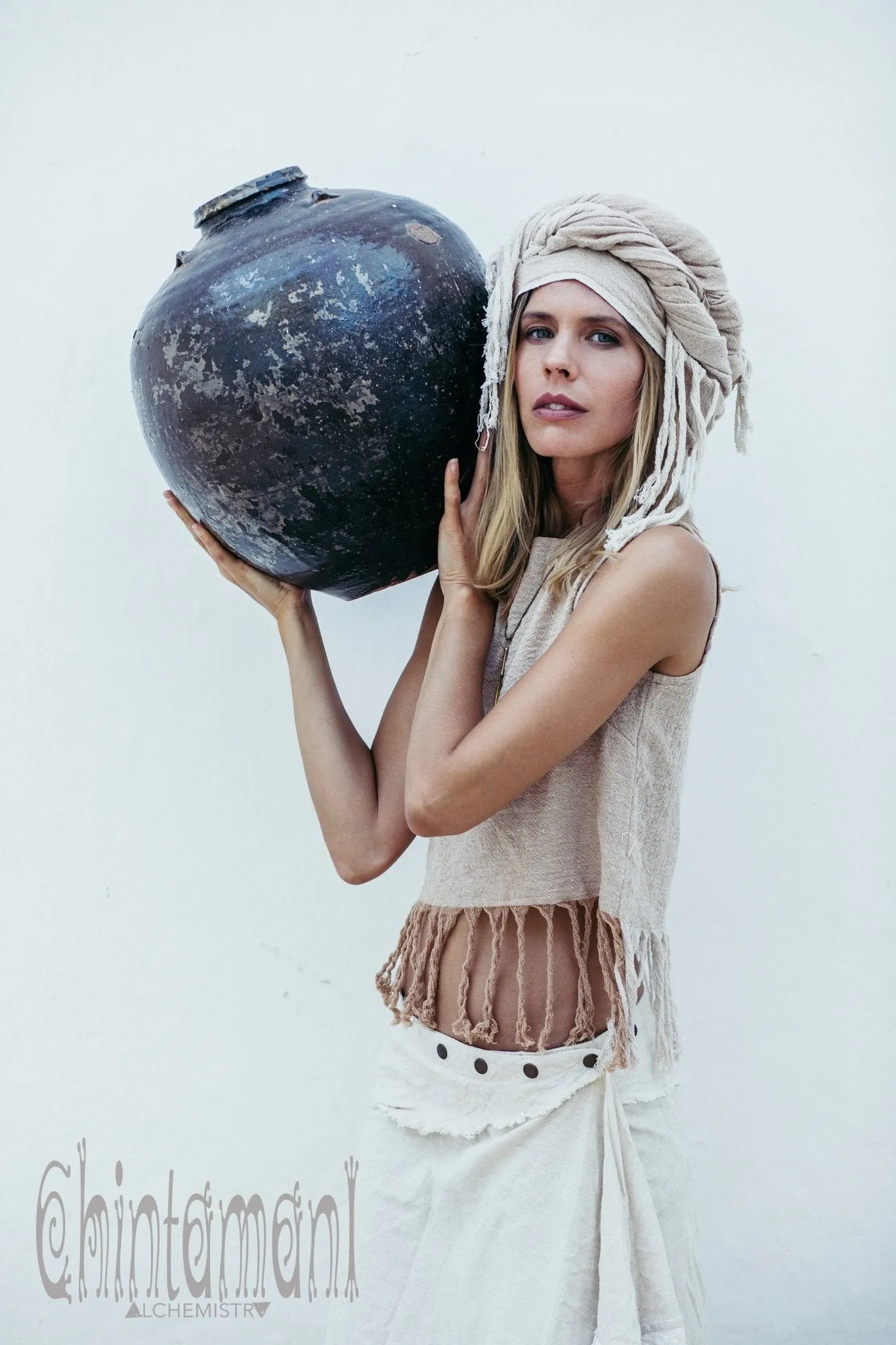 Raw Cotton Wrap Skirt / Off White