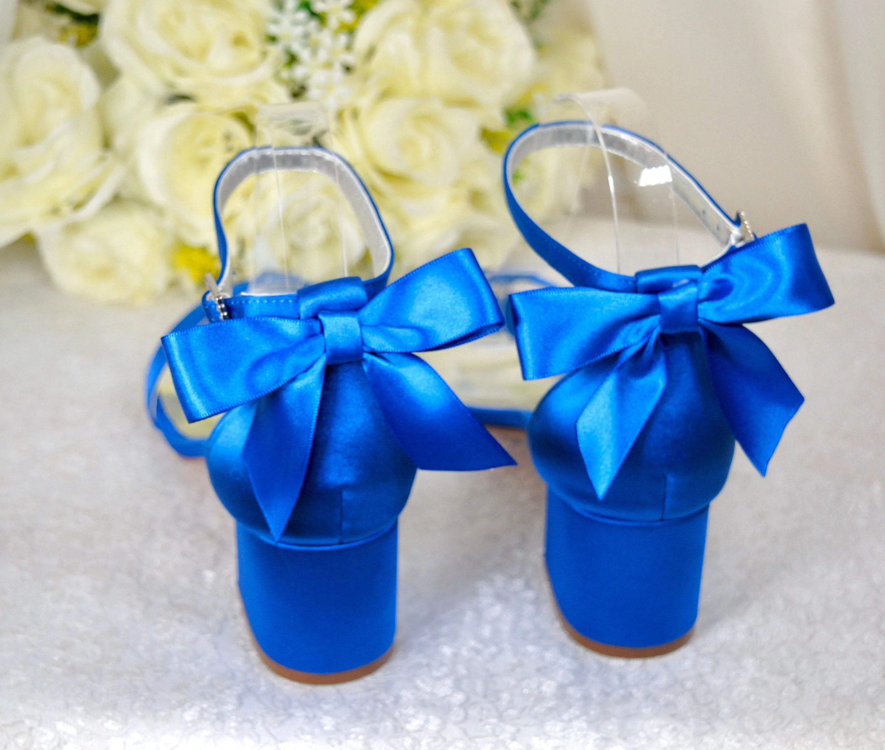 Satin Block Heel with Bow