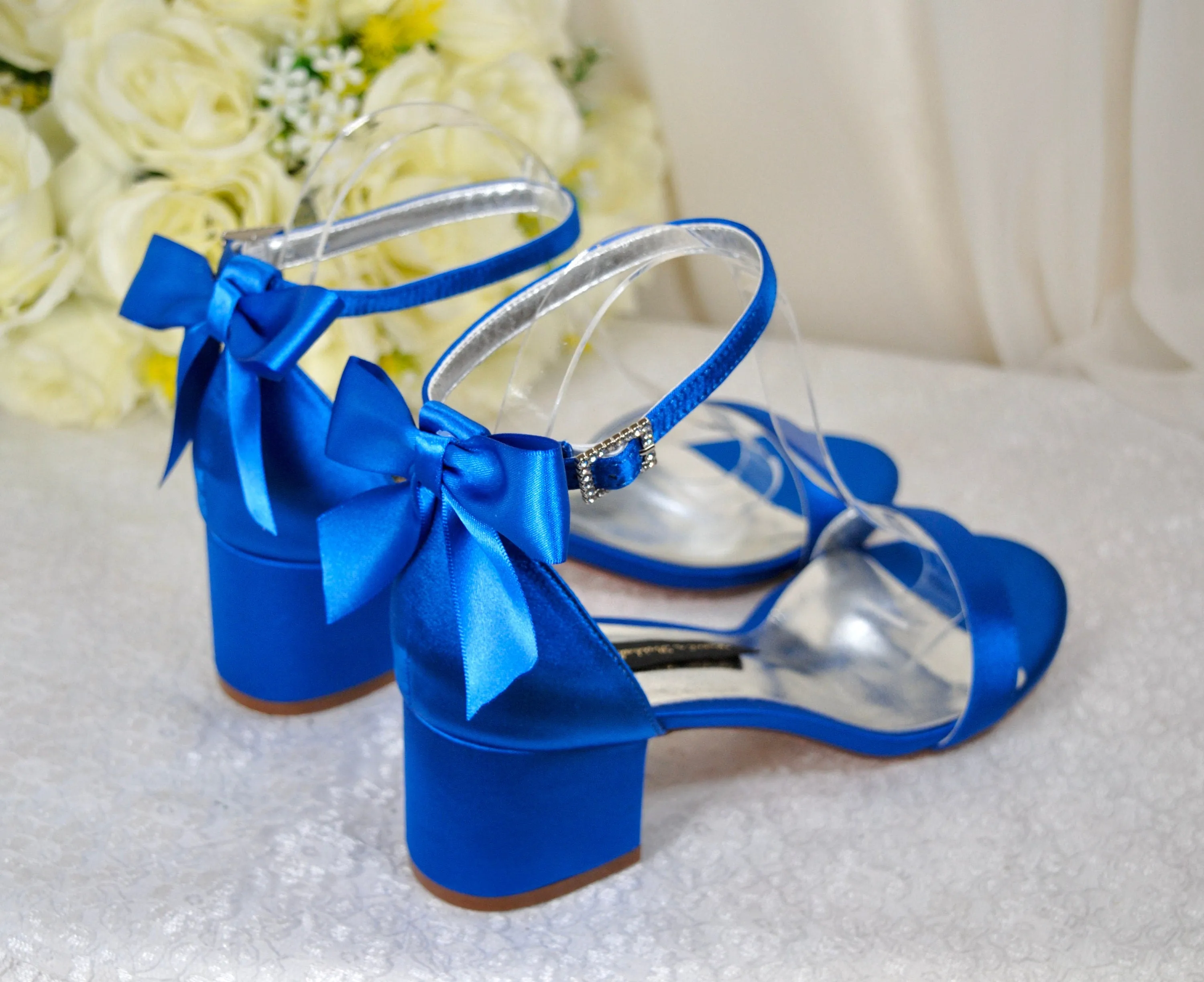 Satin Block Heel with Bow