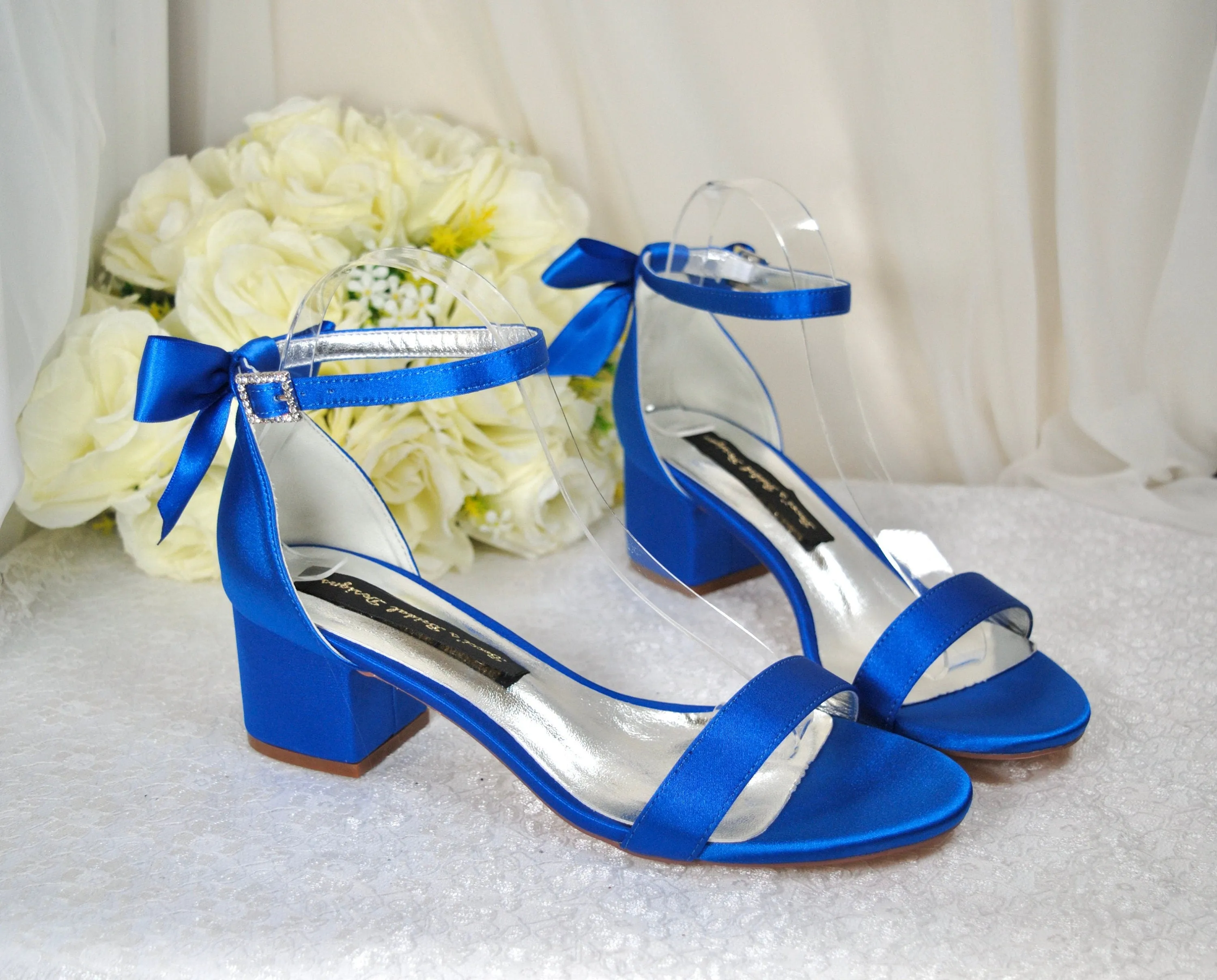 Satin Block Heel with Bow