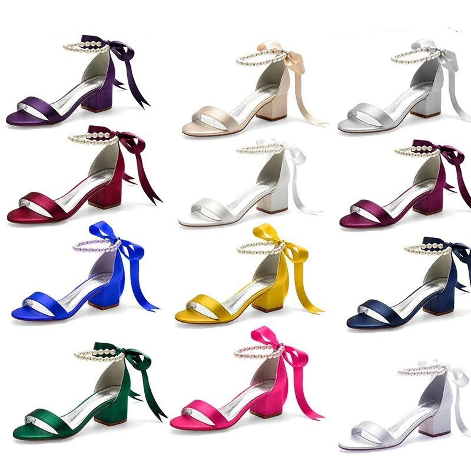 Satin Block Heel with Bow