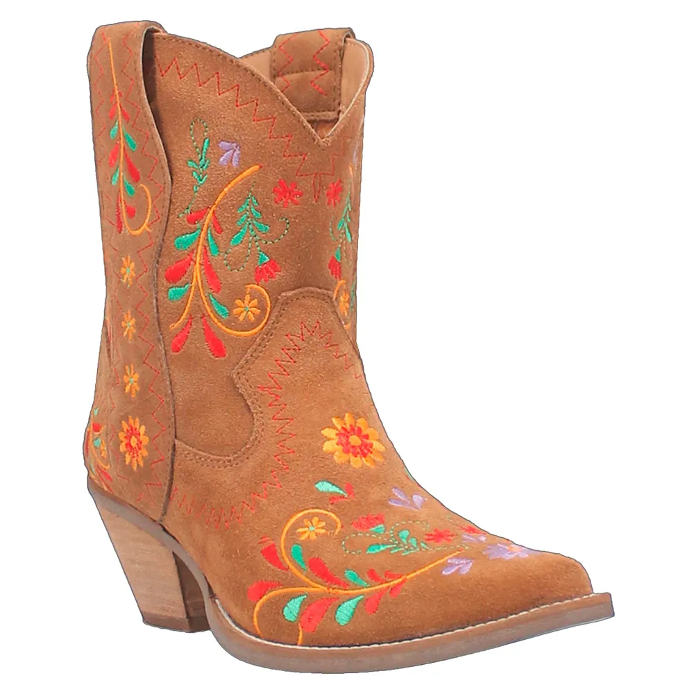 Sugar Bug Floral Embroidery Round Toe Cowboy Booties