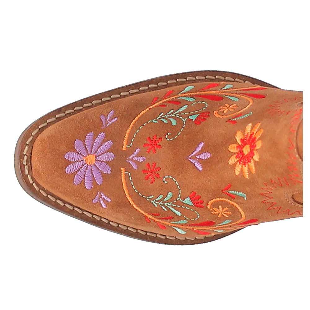 Sugar Bug Floral Embroidery Round Toe Cowboy Booties