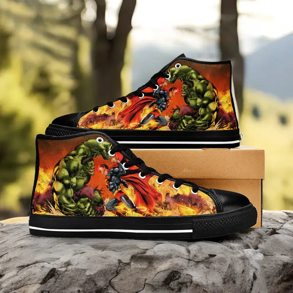 The Incredible Hulk vs Superman Shoes High Top Sneakers for Kids and Adults