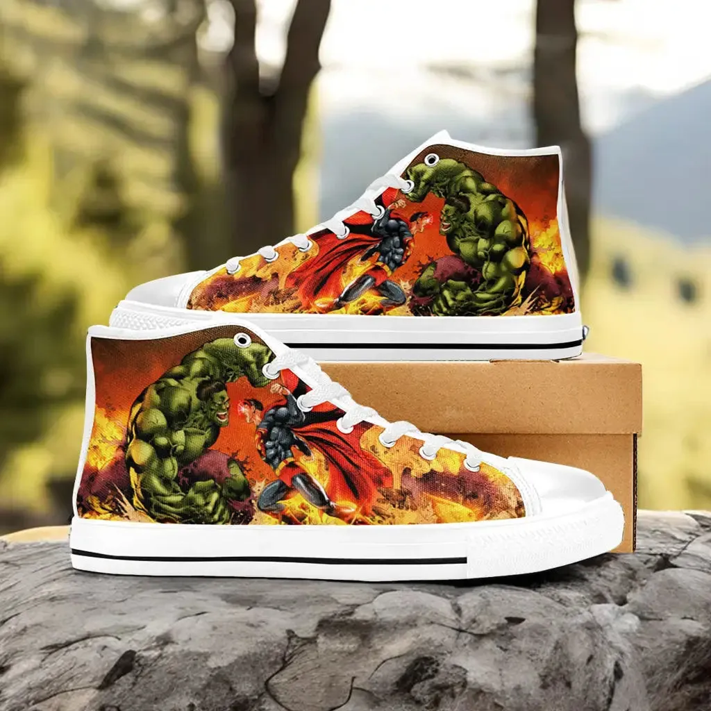 The Incredible Hulk vs Superman Shoes High Top Sneakers for Kids and Adults