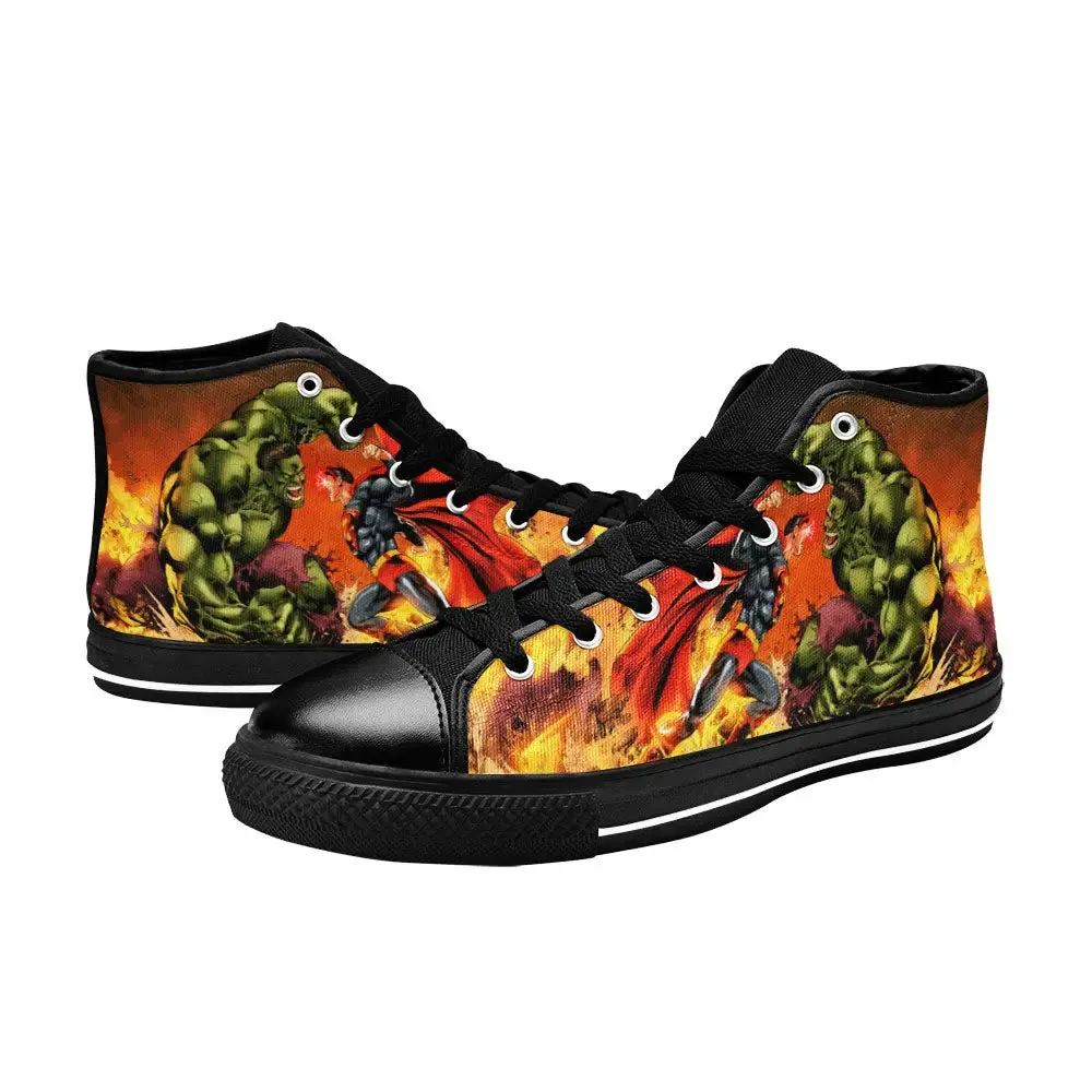 The Incredible Hulk vs Superman Shoes High Top Sneakers for Kids and Adults