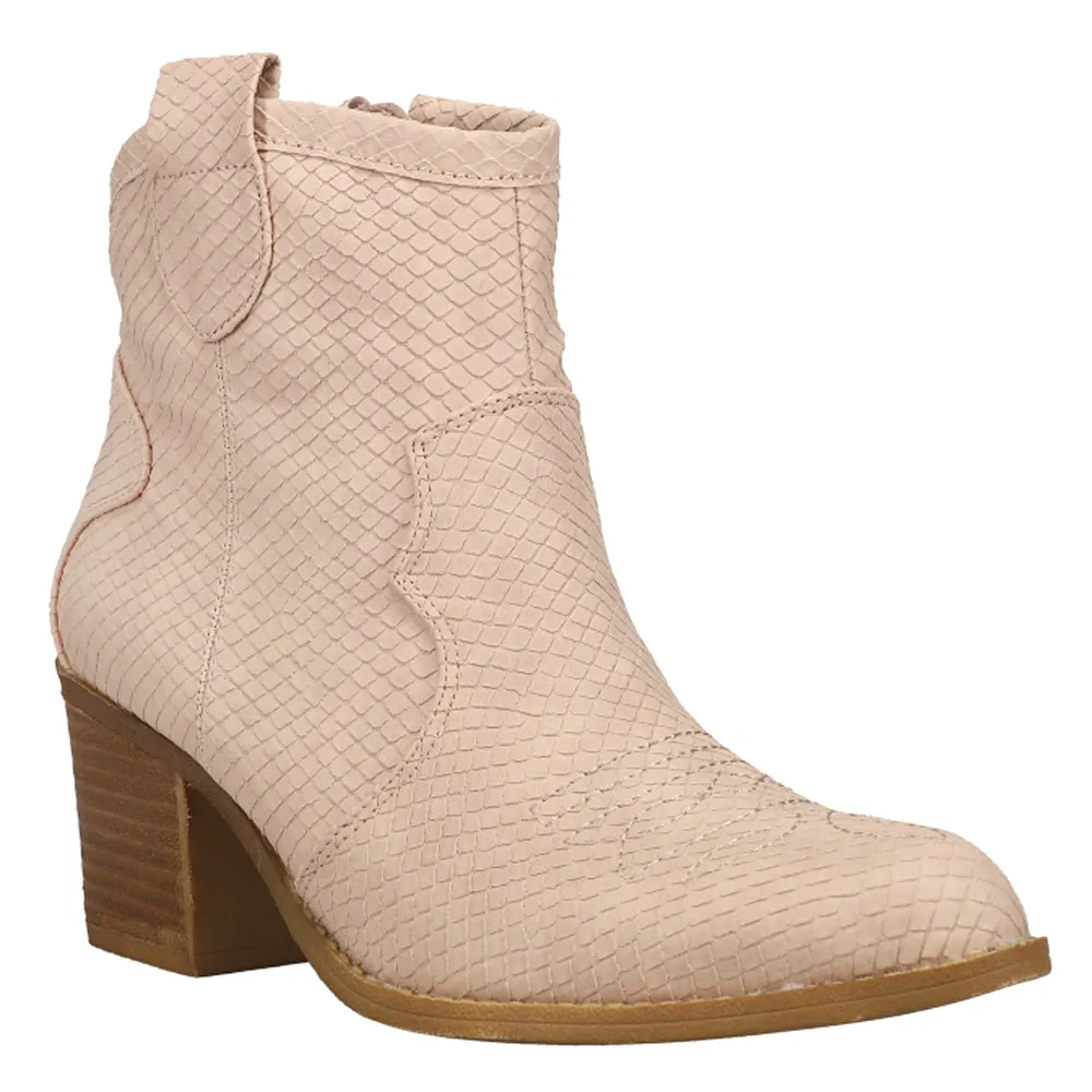 Unite Snake Round Toe Cowboy Booties