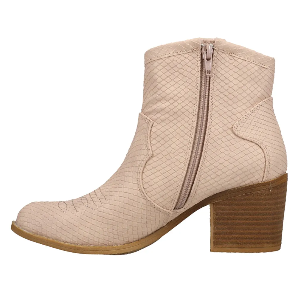 Unite Snake Round Toe Cowboy Booties