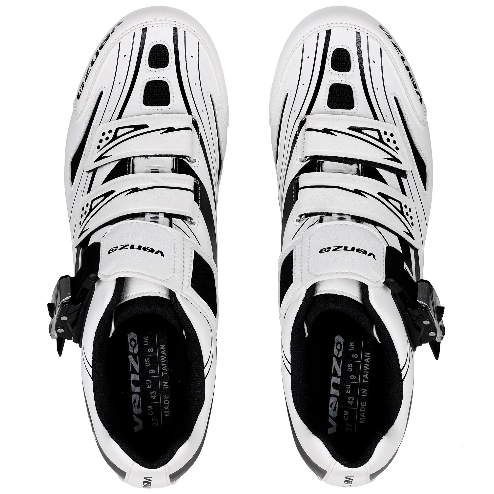 Venzo RX Road Bike Compatible with  SPD SL Look Cycling Shoes and Look Delta Indoor Cleats White Size 45