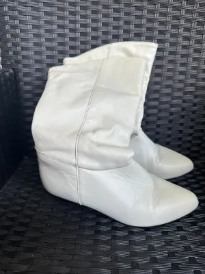 Vintage Tender Tootsies Leather Beige Cowboy Boots Genuine Womens Rodeo Western size 7