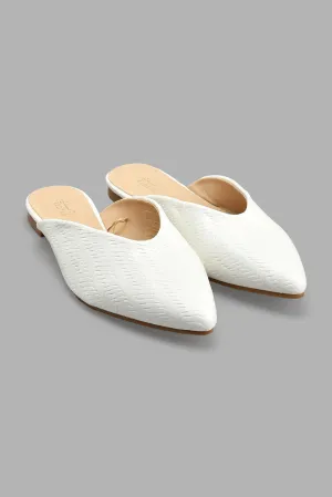White Woven Mule